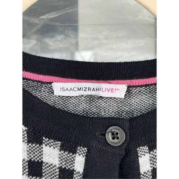 S1 Isaac Mizrahi Live! Gingham‎ Plaid Button Cardigan Sweater - Picture 4 of 7